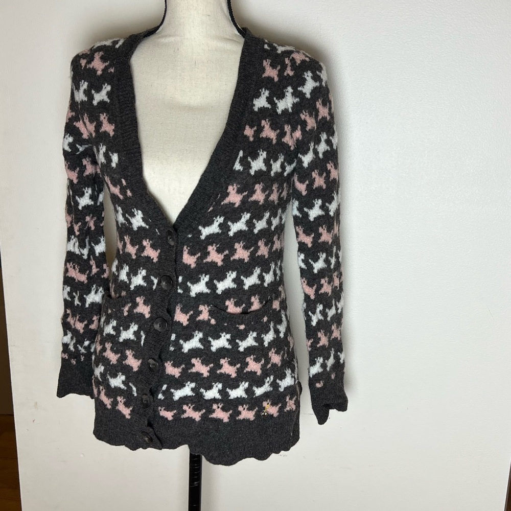 Anthropologie HWR Cardigan Sweater Dog